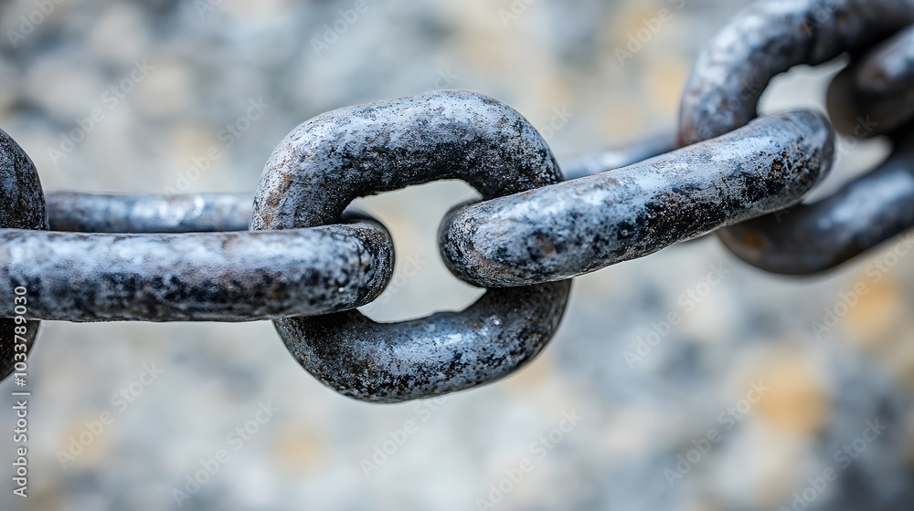 Close-up of an iron chain, symbolizing the strength and resilient idea behind it, representing resilience in home life Close-up of an iron chain, symbolizing the strength and resilient idea behind it, representing resilience in home life