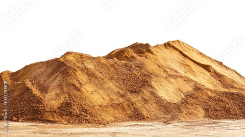 Pile desert sand dune at construction site isolate