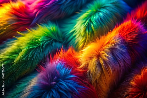 Stunning Silhouette Photography of Fur Texture in Rainbow Colors, Captivating Shadows and Vibrant Hues, Artistic Animal Fur, Colorful Patterns, Ethereal Beauty, Nature's Palette photo