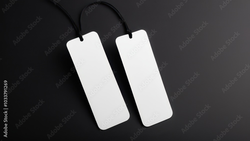 Fototapeta premium Realistic bookmark mockup featuring a simple, rectangular design. Perfect for showcasing book-related designs or promotional materials in a clean, minimal setting
