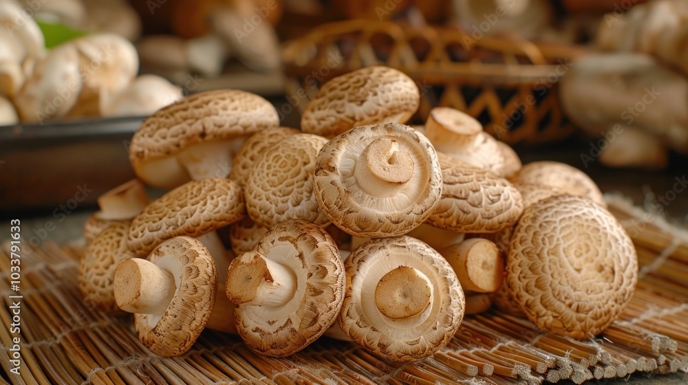 This image showcases a vibrant cluster of edible mushrooms nestled amidst the rich earthy environment of a natural forest setting This image showcases a vibrant cluster of edible mushrooms nestled amidst the rich earthy environment of a natural forest setting