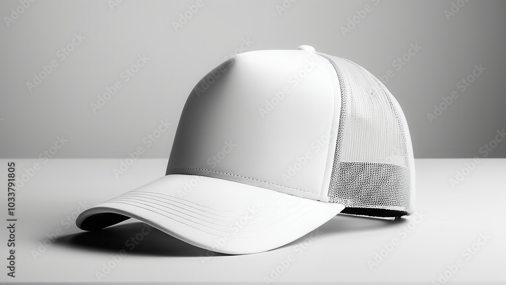 Blank white trucker hat mockup, front view Blank white trucker hat mockup, front view