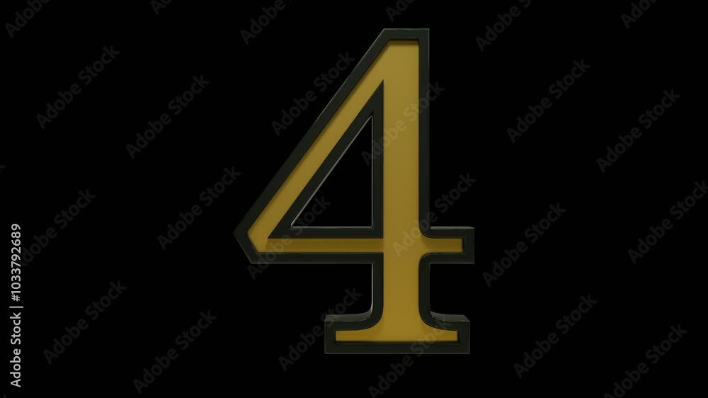 This stock motion graphics video features golden numbers with black outline rotating on transparent background This stock motion graphics video features golden numbers with black outline rotating on transparent background
