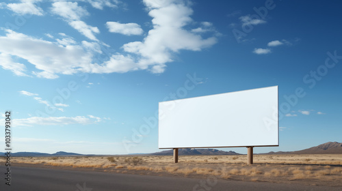 Endless Possibilities: Blank Billboard in a Vast Desert Landscape