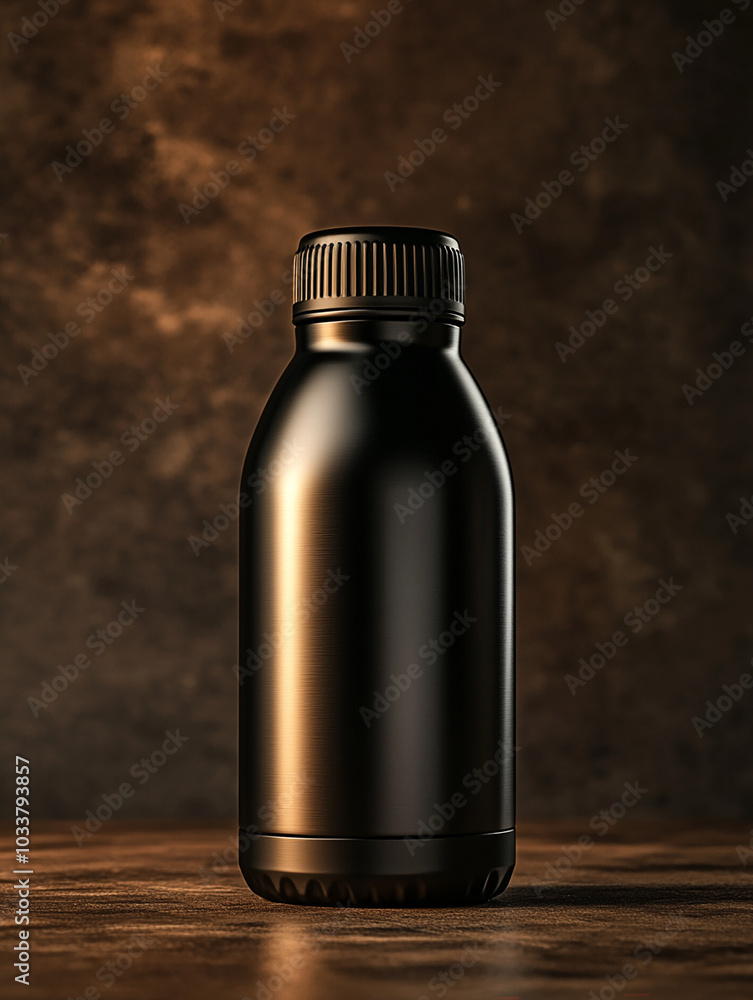 product photography: Sophisticated black bottle displayed in a beautiful brownish minimalist environment. Luxurious image. product photography: Sophisticated black bottle displayed in a beautiful brownish minimalist environment. Luxurious image.