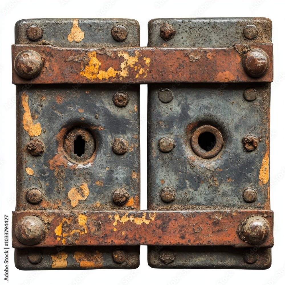 Rustic Antique Lock Mechanism with Weathered Metal and Textured Surfaces Rustic Antique Lock Mechanism with Weathered Metal and Textured Surfaces