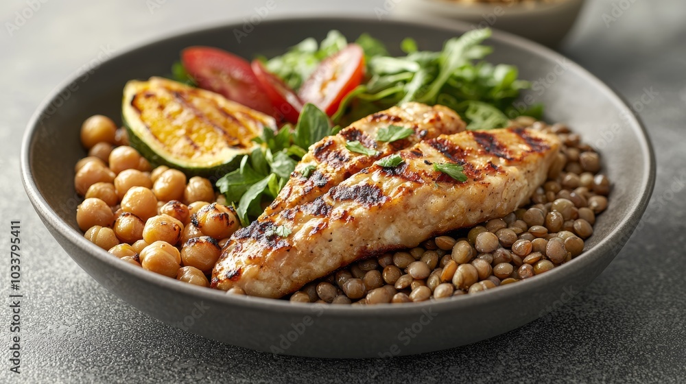 High-Protein Vegan Plate with Grilled Vegetables High-Protein Vegan Plate with Grilled Vegetables