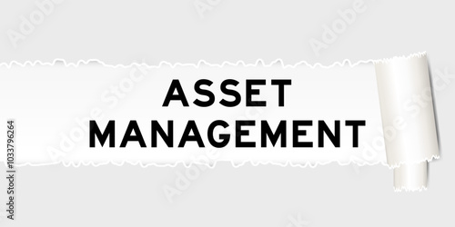 Ripped gray paper background that have word asset management under torn part