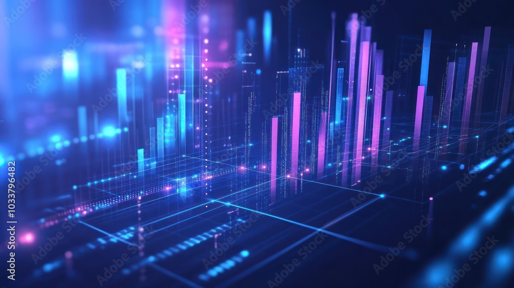 Abstract Digital Cityscape with Neon Lights Abstract Digital Cityscape with Neon Lights