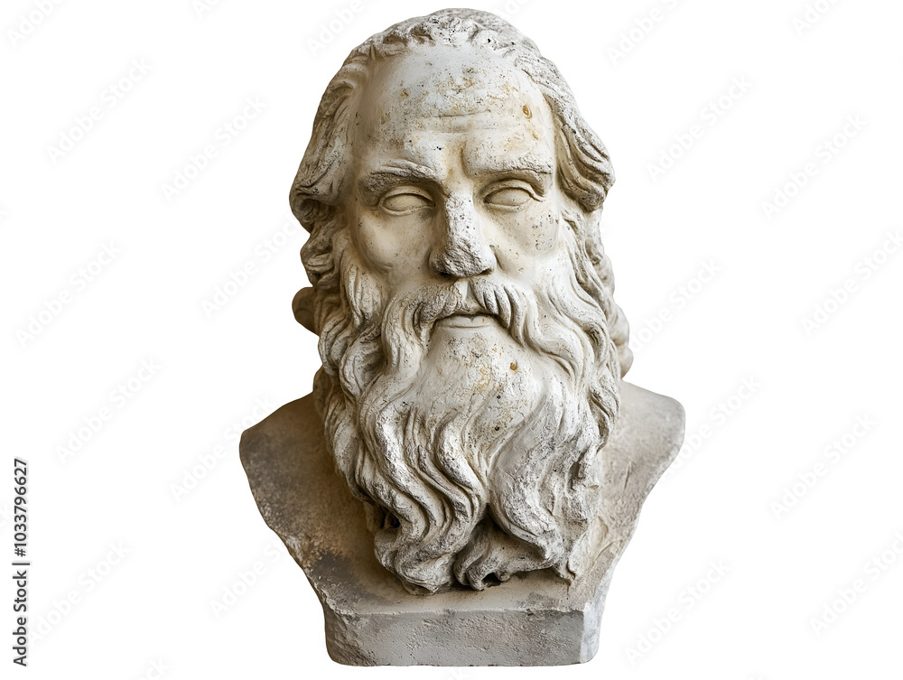 weathered stone bust ancient greek philosopher isolated background long beard
weathered stone bust ancient greek philosopher isolated background long beard