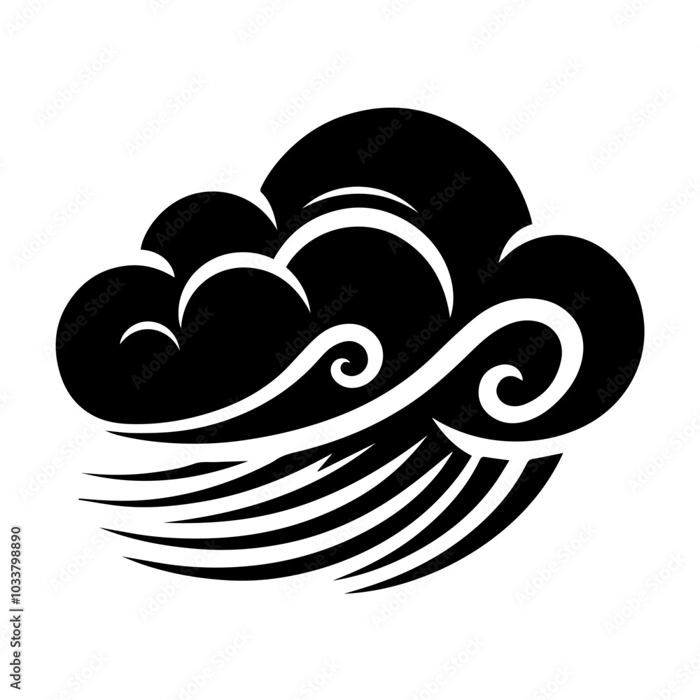 Cloud vector art silhouette logo design black and white Cloud vector art silhouette logo design black and white