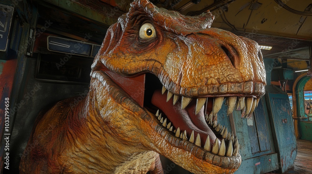 Detailed TRex head slot machine with animatronic eye movements Detailed TRex head slot machine with animatronic eye movements