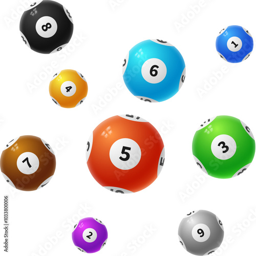 Billiard balls falling. Pool game realistic number equipment
