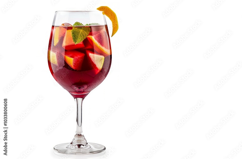 Refreshing fruit cocktail served in a elegant glass. This vibrant drink features colorful fruit pieces like apples and strawberries. Perfect for parties or summer gatherings. AI Refreshing fruit cocktail served in a elegant glass. This vibrant drink features colorful fruit pieces like apples and strawberries. Perfect for parties or summer gatherings. AI