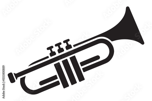 Trumpet Silhouette Vector Illustration for Music Themes