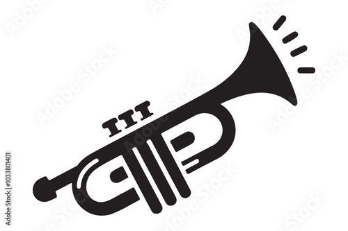 Stylish Trumpet Silhouette Vector Icon for Music Designs