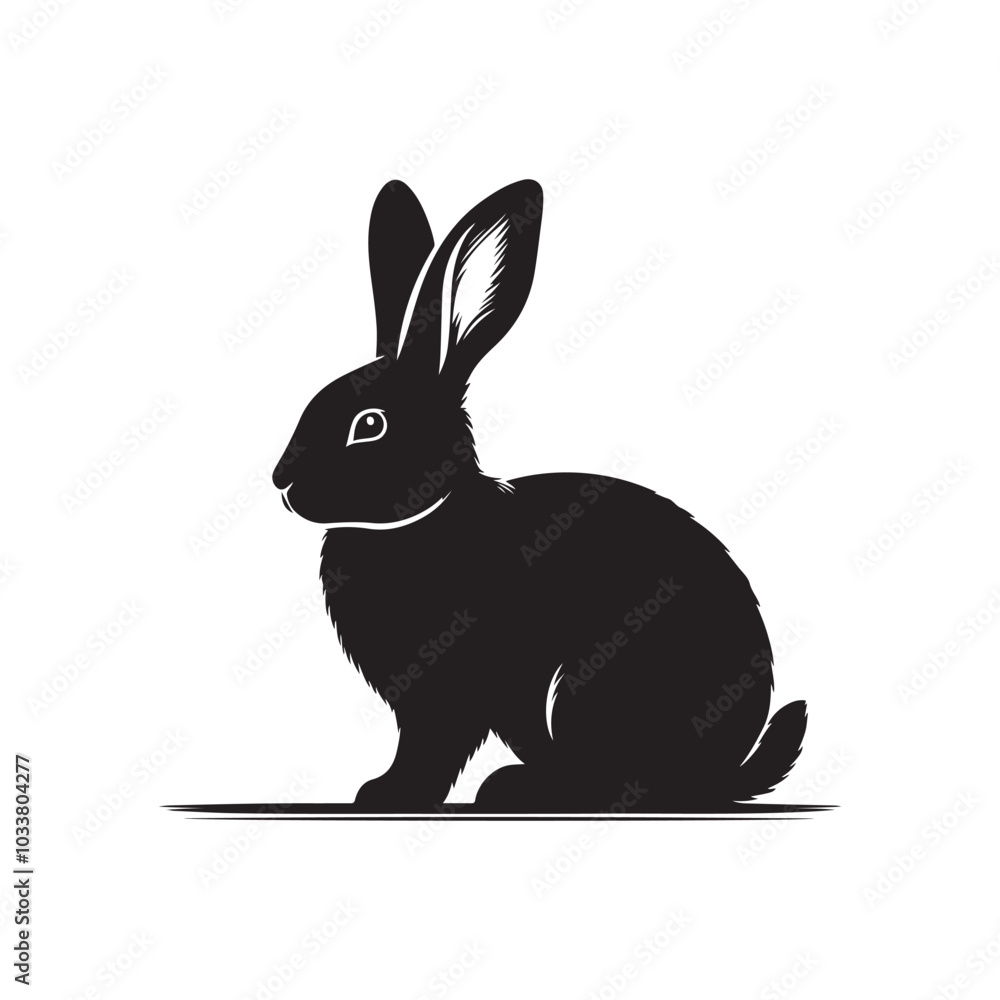 Rabbit Silhouette Shadow Illustration on White Background. Rabbit Silhouette Shadow Illustration on White Background.