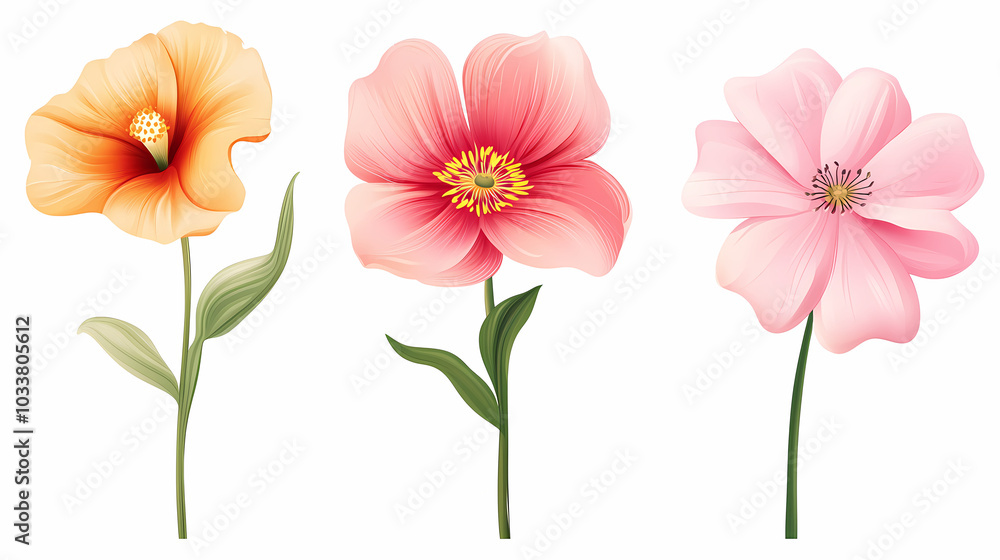 Set Flowers decorative vector image Set Flowers decorative vector image