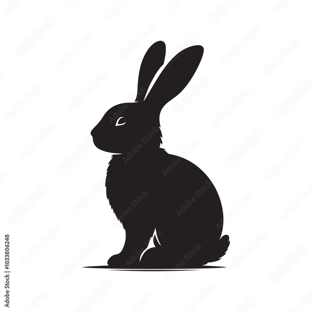 Silhouette of a Rabbit in Shadow. White Background Illustration. Silhouette of a Rabbit in Shadow. White Background Illustration.
