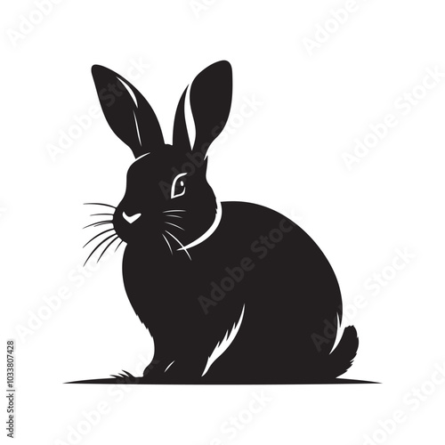 Shadow Silhouette of a Rabbit on a Clean White Illustration. photo