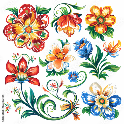 Set Flowers decorative vector image