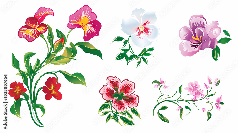 Set Flowers decorative vector image Set Flowers decorative vector image
