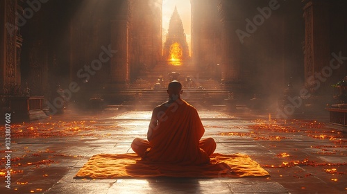 Calm Meditation in Serene Temple Environment photo