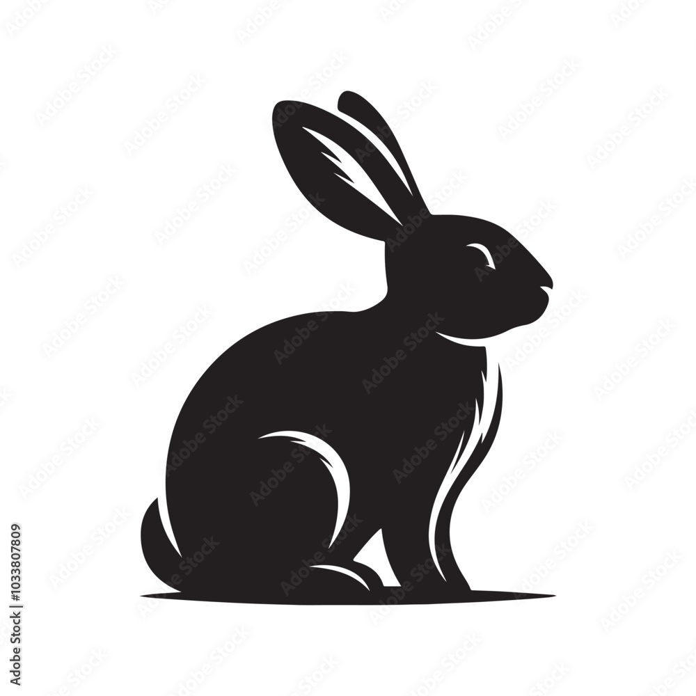 Silhouette Rabbit Shadow Art on White Background. Silhouette Rabbit Shadow Art on White Background.