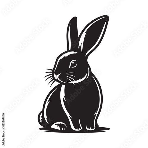 Simple Rabbit Silhouette Illustration on White Surface. photo