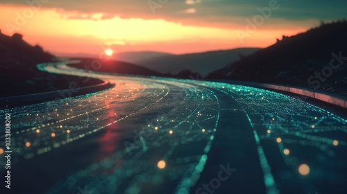Digital Road at Sunset