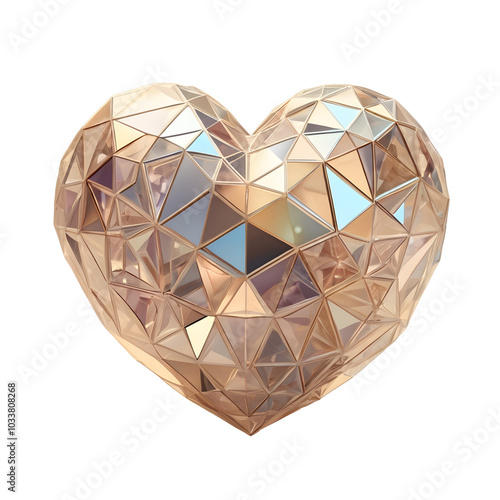 Low-poly Transparent Geometric Heart with Star-like Light Effects