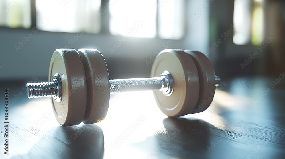 A barbell with weight plates rests on the floor in a gym, indicating readiness for a workout session amidst blurred equipment in the background. A barbell with weight plates rests on the floor in a gym, indicating readiness for a workout session amidst blurred equipment in the background.