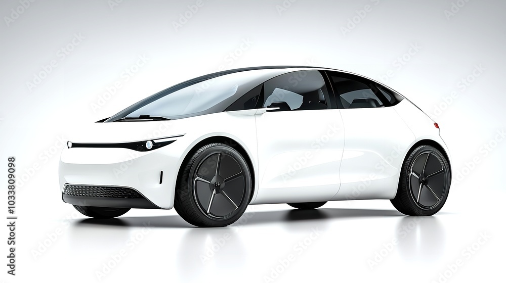 A stylish white sports car stands prominently against a subtle backdrop A stylish white sports car stands prominently against a subtle backdrop