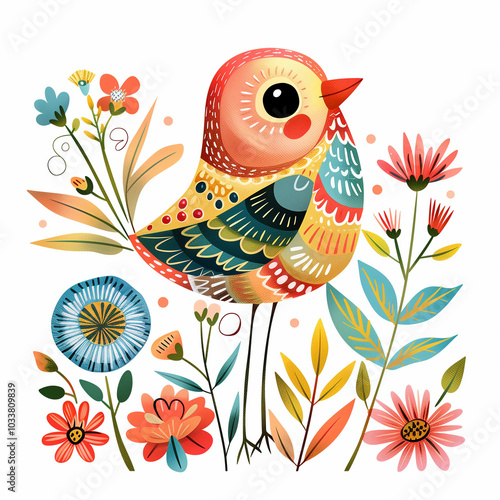 A bird is sitting on a flower photo