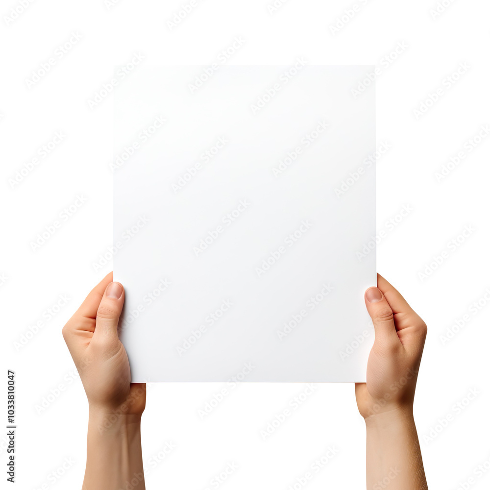 Hand holding blank A4 paper isolated on transparent background Hand holding blank A4 paper isolated on transparent background