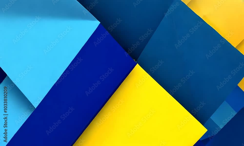 Abstract background with blue and yellow geometric shapes.