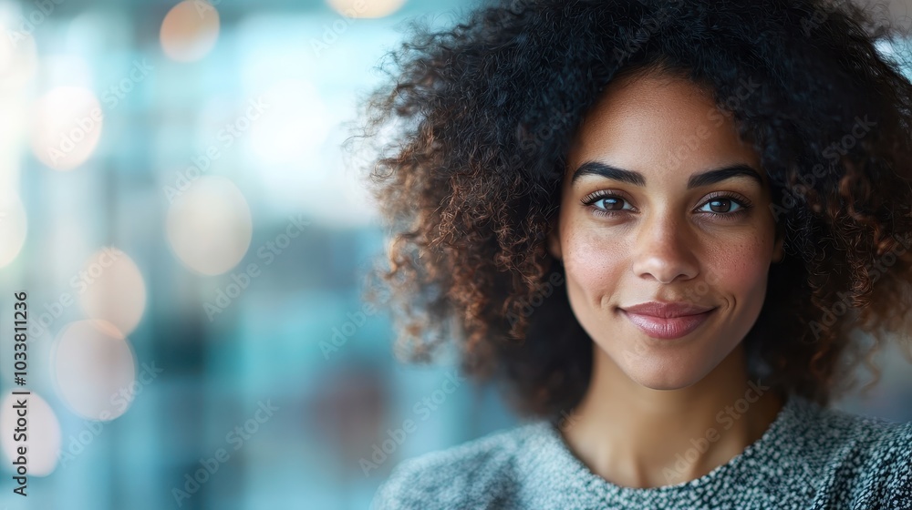 A woman with a confident expression and curly hair stands poised against an urban backdrop, representing diversity, individuality, and modern empowerment. A woman with a confident expression and curly hair stands poised against an urban backdrop, representing diversity, individuality, and modern empowerment.