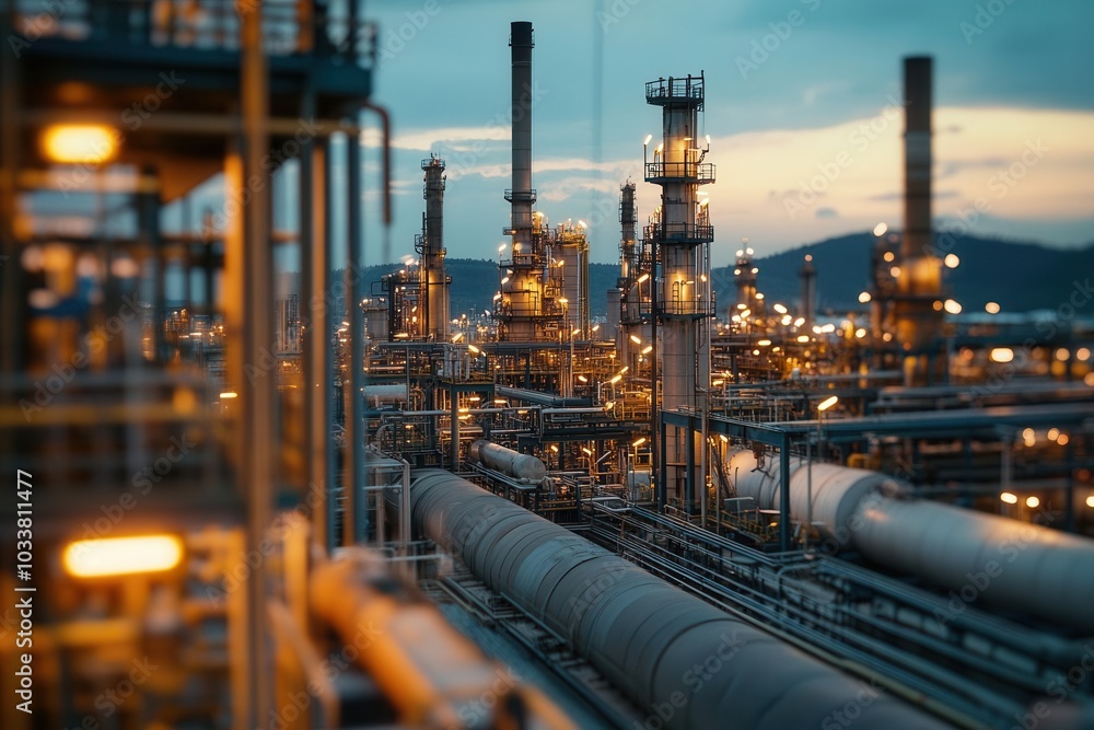 Close-up of oil extraction, raw material entering refinery, industrial feel Close-up of oil extraction, raw material entering refinery, industrial feel