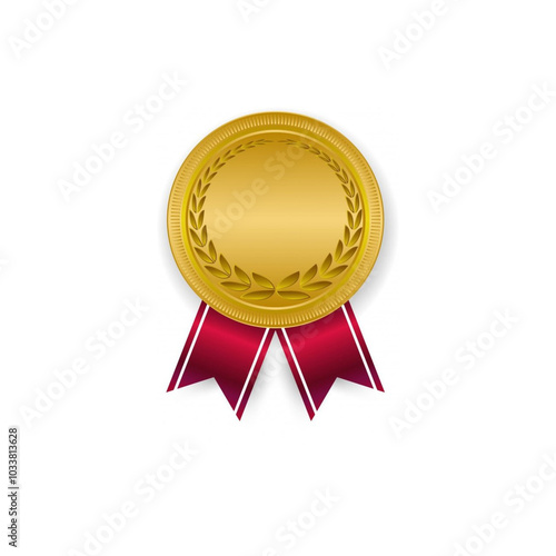 gold medal with ribbon on isolated background 