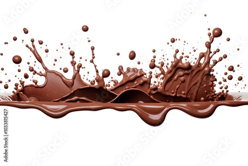 Chocolate splash drop white background refreshment.