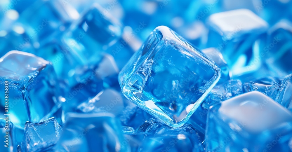 glass transparent blue cubes on light background, business background, cosmetic perfume background glass transparent blue cubes on light background, business background, cosmetic perfume background