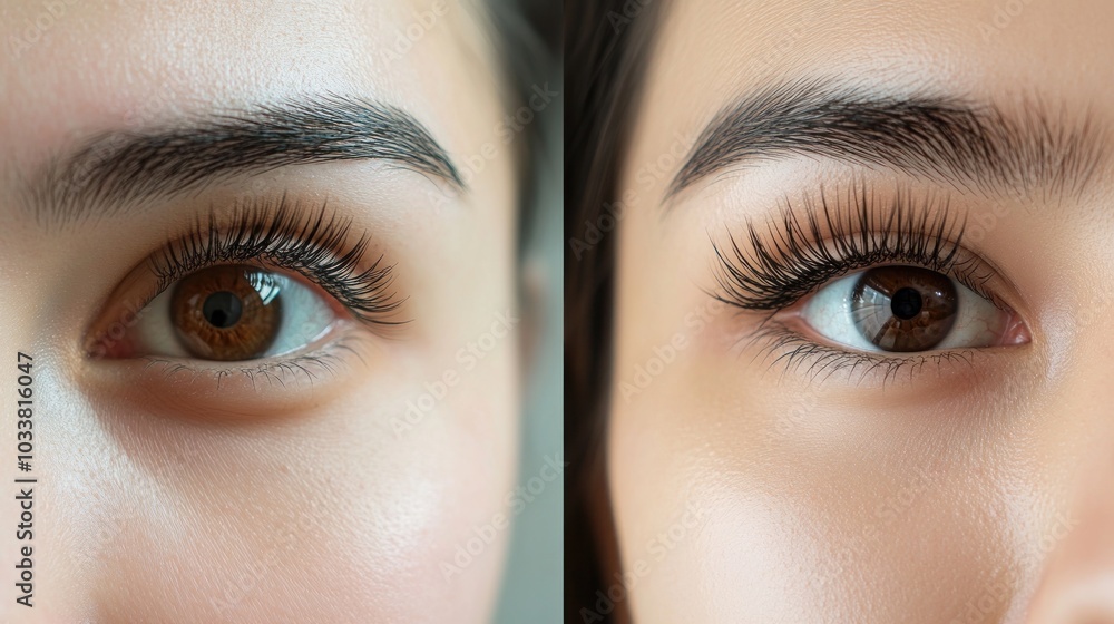 Fototapeta premium Eyelash Extensions Before and After
