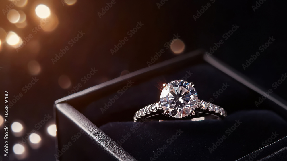 Isolated white gold silver ring with a sparkling diamond, perfect for a luxury gift Isolated white gold silver ring with a sparkling diamond, perfect for a luxury gift