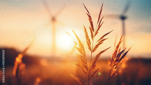 Tall Grass with Sun Setting in Background