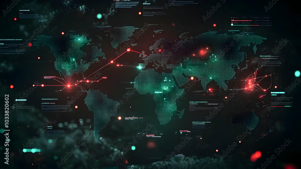 Obraz premium Dark Background with Glowing Data Visualization