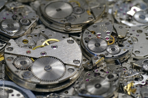 Wallpaper Mural Old mechanical watches with gears and cogs. Watch or clock mechanisms Torontodigital.ca