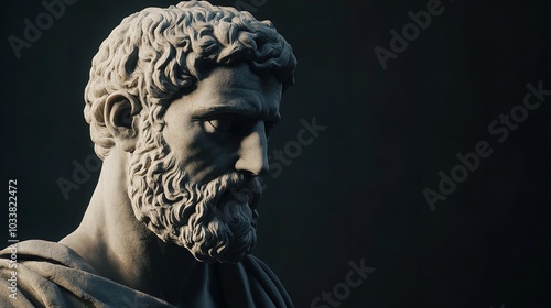 Stoic Statue Sculpture on Dark Background