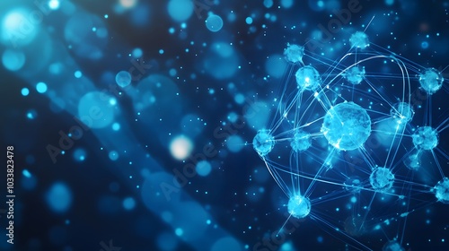 Wallpaper Mural Abstract Blue Network of Glowing Spheres and Lines Torontodigital.ca