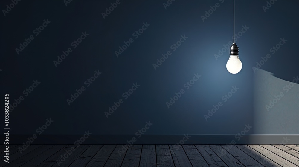 Dark empty room with single flickering light bulb casting long shadows, emphasizing absence of power and eerie atmosphere, minimalist setting with focus on light bulb's glow. Dark empty room with single flickering light bulb casting long shadows, emphasizing absence of power and eerie atmosphere, minimalist setting with focus on light bulb's glow.