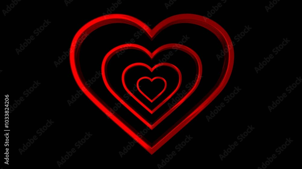 3D heart shape rotating, with alpha channel